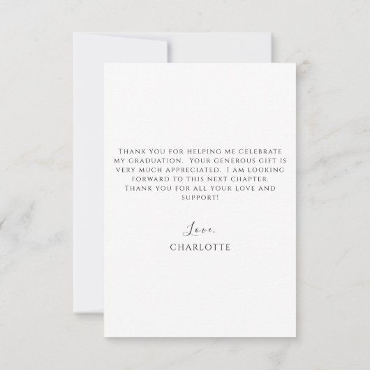 Budgetモダン Scriptの卒業写真 サンキューカード (裏面)