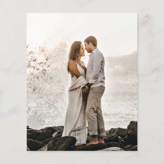 BUDGETモノグラム赤面ピンク写真の結婚式の招待 チラシ (裏面)