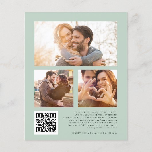 BUDGETユーカリプタススクリプト3写真QRウェディング招待 (裏面)