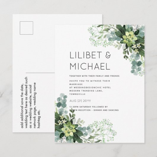 BUDGETユーカリ結婚植樹の葉 ポストカード (正面/裏面)