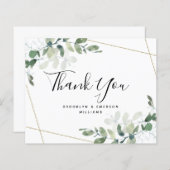 BUDGETユーカリ緑の葉結婚の感謝 (正面/裏面)