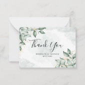 BUDGETユーカリ緑の葉結婚の感謝 ノートカード (正面)