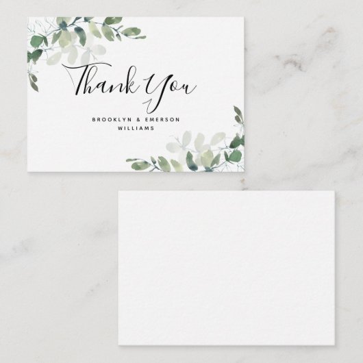 BUDGETユーカリ緑の葉結婚の感謝 ノートカード (正面/裏面)