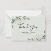 BUDGETユーカリ緑の葉結婚の感謝 ノートカード (正面)