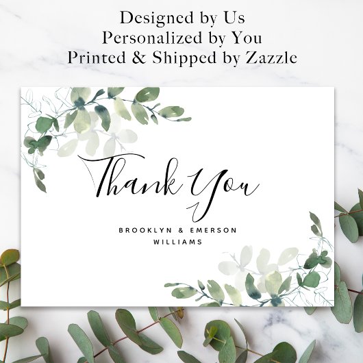 BUDGETユーカリ緑の葉結婚の感謝 ノートカード