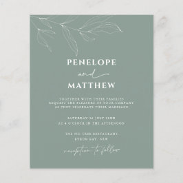 BUDGETラインアートフォージングセージ結婚式招待状 チラシ