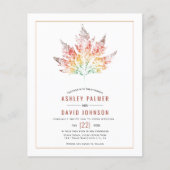 BUDGETリーフプリントオレンジ秋の結婚式招待 (正面)