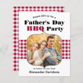 BUDGETレッドプレイド写真父の日BBQ招待状 (正面/裏面)
