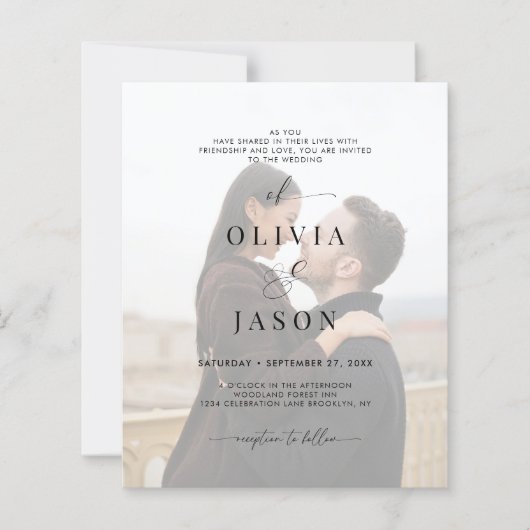 BUDGETロマンチックなスクリプトフォトQRコード結婚ズ (正面)