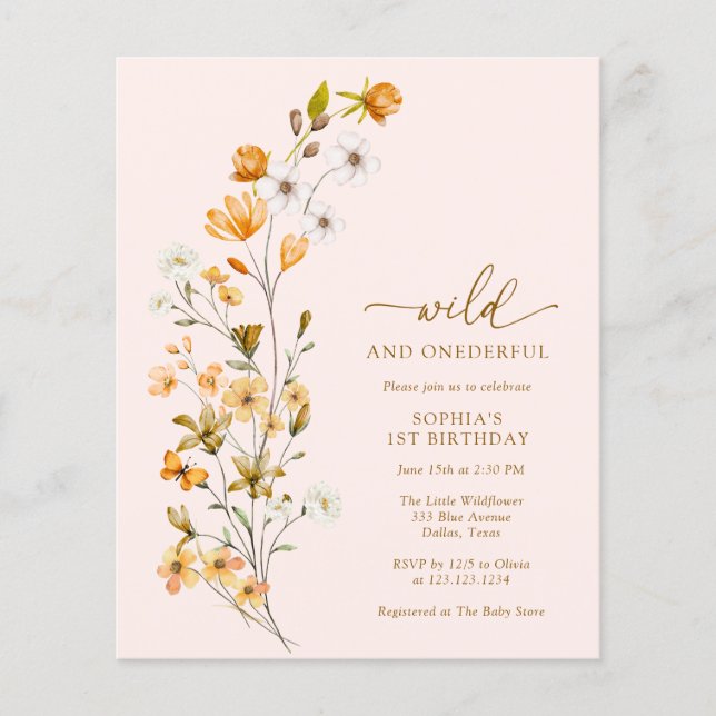 BUDGETワイルドアンドオンダーフル1歳の招待状 (正面)