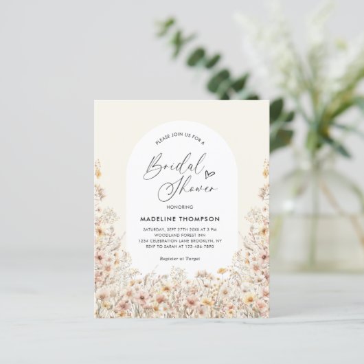 BUDGETワイルドフラワーアーチハートスクリプトブライダルシャワー (スタンド正面)