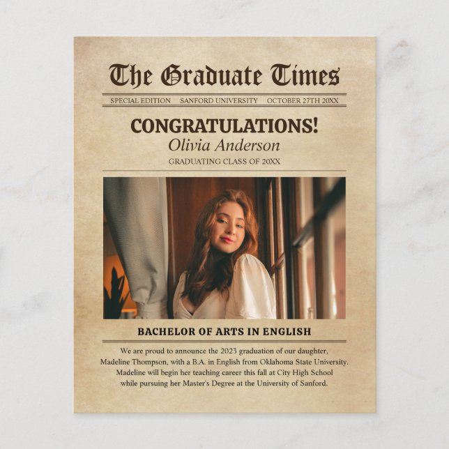 BUDGETヴィンテージ旧新聞の写真卒業 (正面)