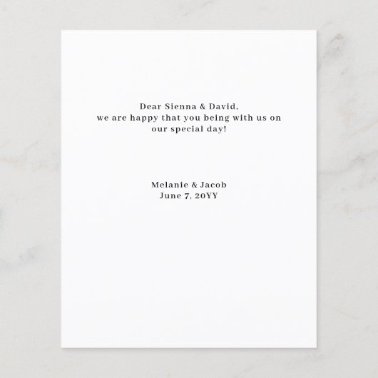 Budget写真の書道結婚のサンキューカード (裏面)