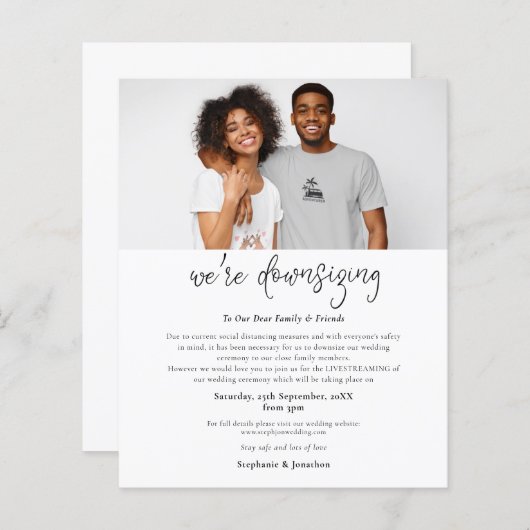 Budget写真の縮小結婚式招待状 (正面/裏面)