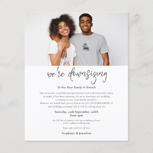 Budget写真の縮小結婚式招待状 (正面)