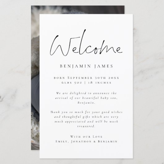 Budget写真ようこそ誕生のお知らせ (正面/裏面)