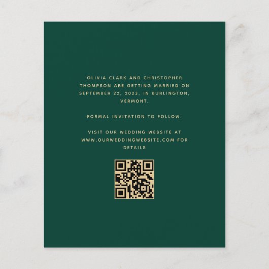 Budget写真エメラルドグリーン金ゴールドQR日付の保存 (裏面)