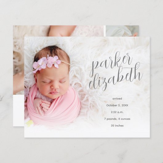 Budget写真エレガントコラージュの誕生のお知らせ (正面/裏面)