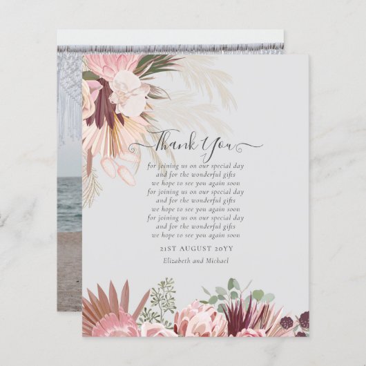 BUDGET写真サンキューカードパンパスグラス結婚ズ (正面/裏面)