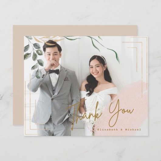 BUDGET写真サンキューカード – 格安モダンシンプル (正面/裏面)