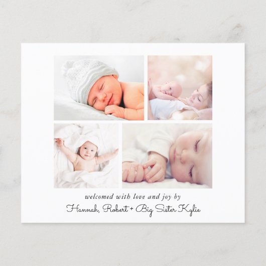 Budget写真ミニマルコラージュの誕生のお知らせ (裏面)