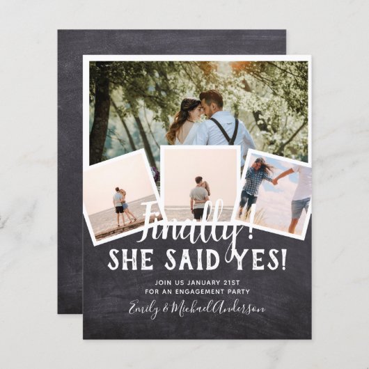 BUDGET写真婚約した結婚式の招待 (正面/裏面)