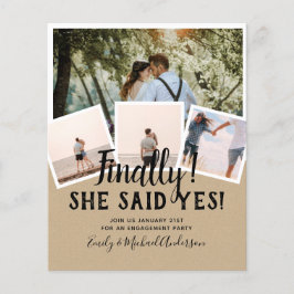 BUDGET写真婚約した結婚式の招待 チラシ