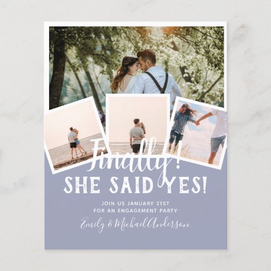 BUDGET写真婚約した結婚式の招待 チラシ (正面)