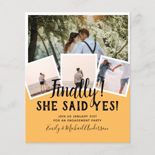 BUDGET写真婚約した結婚式の招待 チラシ (正面)