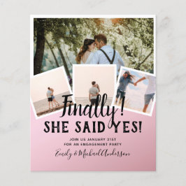 BUDGET写真婚約した結婚式の招待 チラシ