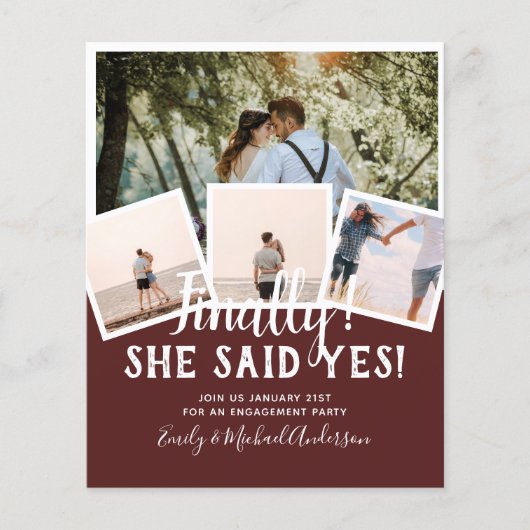BUDGET写真婚約した結婚式の招待 チラシ (正面)