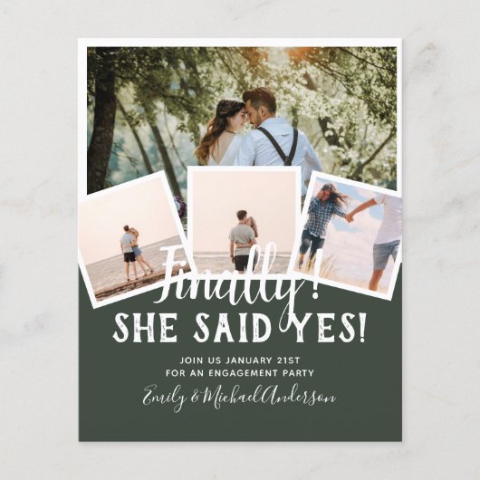 BUDGET写真婚約した結婚式の招待 チラシ (正面)