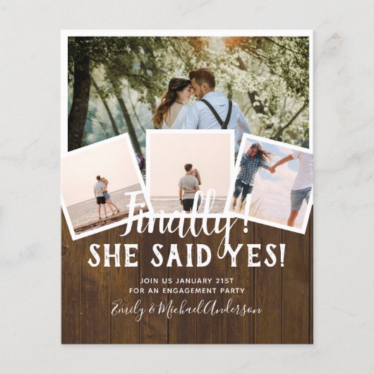 BUDGET写真婚約した結婚式の招待 チラシ (正面)