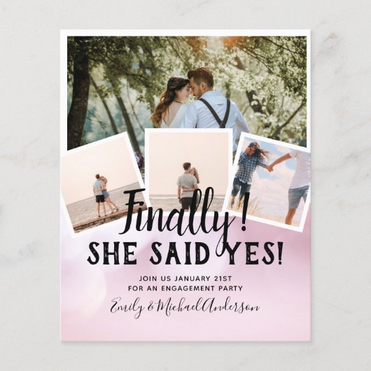 BUDGET写真婚約した結婚式の招待 チラシ (正面)