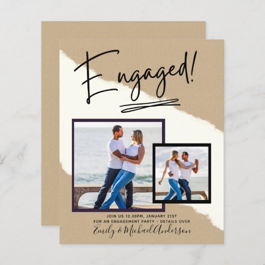 BUDGET写真婚約招待状告知スクリプト (正面/裏面)