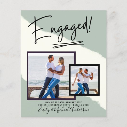 BUDGET写真婚約招待状告知スクリプト チラシ (正面)