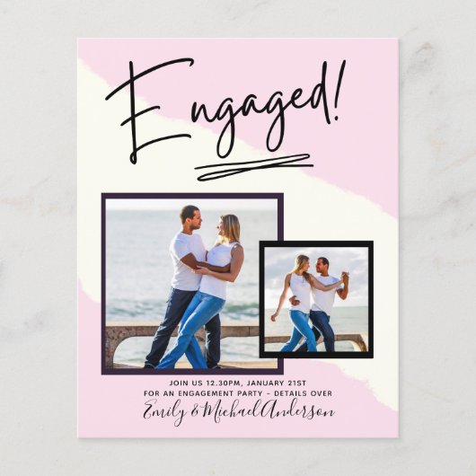 BUDGET写真婚約招待状告知スクリプト チラシ (正面)