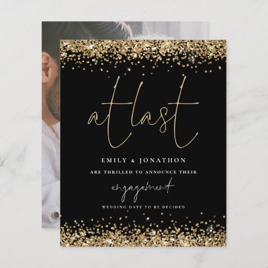 Budget写真at最後の金ゴールドグリッター婚約 (正面/裏面)