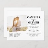 BUDGET写真QRコードウェディング招待RSVP詳細 (正面/裏面)