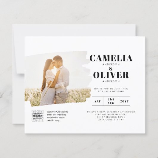 BUDGET写真QRコードウェディング招待RSVP詳細 (正面)