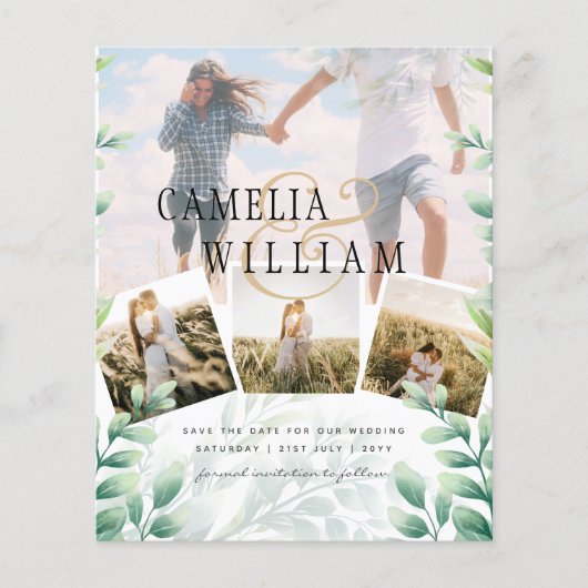 Budget写真Save the Date Greenery Botanical チラシ (正面)