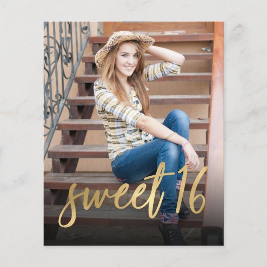 Budget写真Sweet 16誕生日パーティーへの招待 (正面)