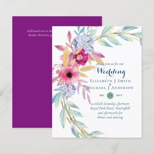 BUDGET夏の花結婚式招待状 (正面/裏面)