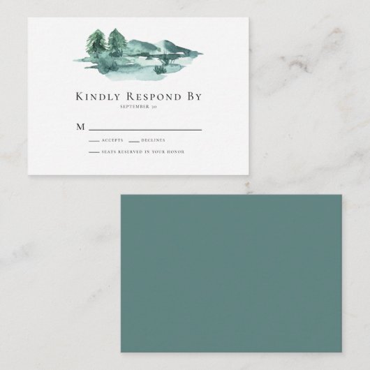 BUDGET山間結婚式RSVPカード ノートカード (正面/裏面)