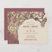 BUDGET彫素朴りハートツリー結婚式招待状 (正面/裏面)