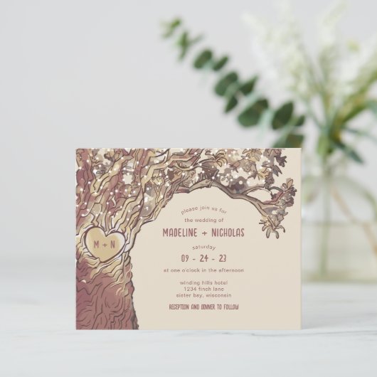 BUDGET彫素朴りハートツリー結婚式招待状 (スタンド正面)