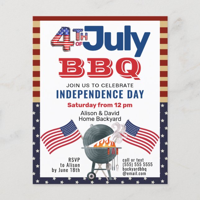 BUDGET愛国国旗7月4日BBQ招待状 (正面)