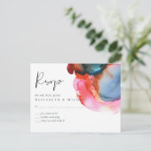 BUDGET抽象芸術レインボーウォーター結婚カラー ポストカード (スタンド正面)