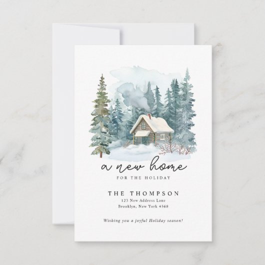 BUDGET新しいホーム手書きスクリプト引越し休日 ノートカード (正面)