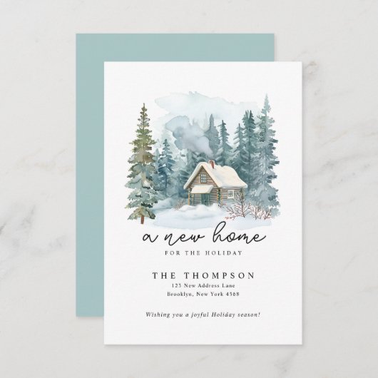 BUDGET新しいホーム手書きスクリプト引越し休日 ノートカード (正面/裏面)